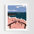 thumbnail image 1 of Ocean Blues - India Illustration Beach Coast Ocean Seaside Boardwalk Coastal Minimalist White Framed Wall Art Print 18 x 24 inches, 1 of 3