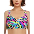 thumbnail image 1 of Ocean Blues Women and Women's Plus Size Ruched Bandeau Bikini Top Block Print Bathing Suit For All Women , Size 2X-Large, 1 of 8