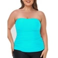 thumbnail image 1 of Ocean Blues Women's Bandeau Tankini Top Only Strapless Ruched Swimsuits Top Molded Cups Tankini Bathing Suits for Women, 1 of 10