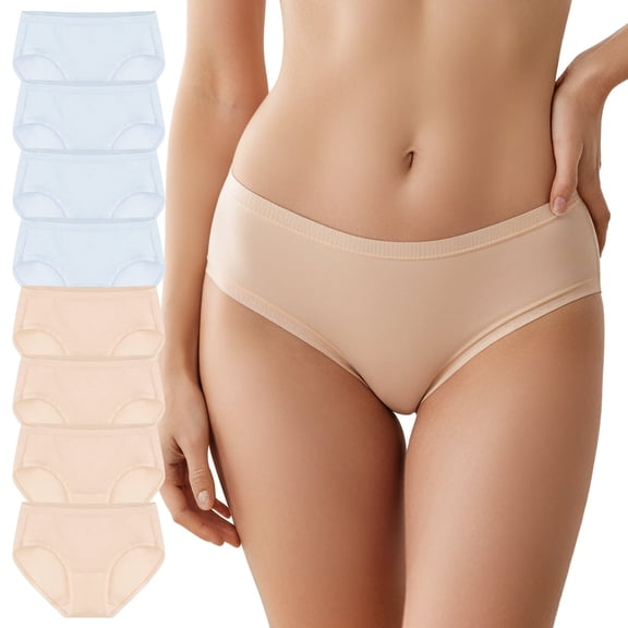 Ocean Blues Women's Cotton Underwear Mid Waisted Full Coverage 8-Pack Ladies Panties