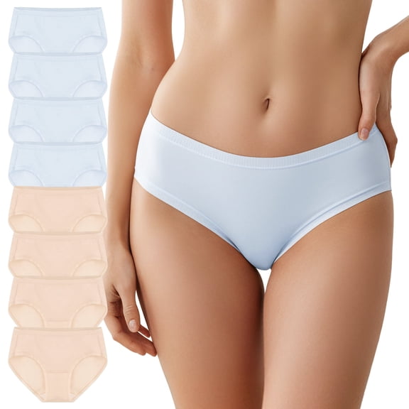 Ocean Blues Women's Cotton Underwear Mid Waisted Full Coverage 8-Pack Ladies Panties