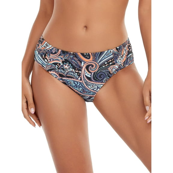 Ocean Blues Women's Full Coverage Bikini Bottom Mid Rise Ruched Sides Swim Bottoms