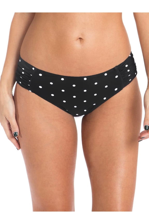 Women's Full Coverage Bikini Bottom Mid Rise Ruched Sides Swim Bottoms