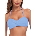 thumbnail image 1 of Ocean Blues Women's Halter Bikini Top Twist Bandeau Swimsuit Top Bikini Bathing Suits for Women, 1 of 8
