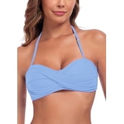 Ocean Blues Women's Halter Bikini Top Twist Bandeau Swimsuit Top Bikini Bathing Suits for Women