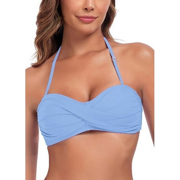Ocean Blues Women's Halter Bikini Top Twist Bandeau Swimsuit Top Bikini Bathing Suits for Women