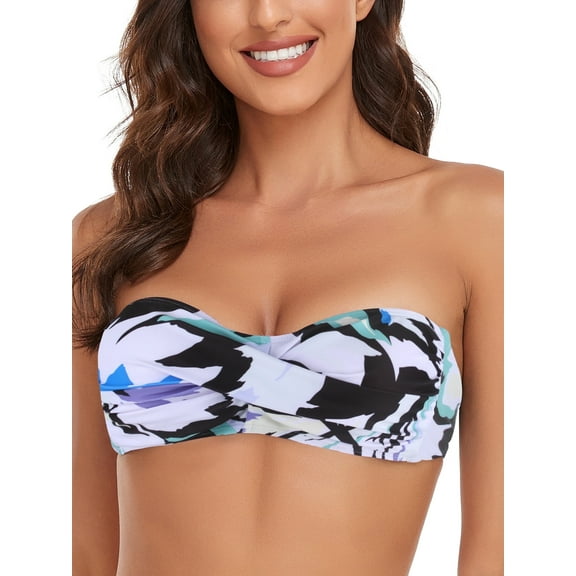 Ocean Blues Women's Halter Bikini Top Twist Bandeau Swimsuit Top Bikini Bathing Suits for Women