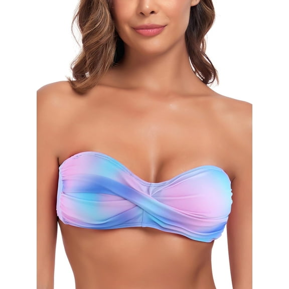 Ocean Blues Women's Halter Bikini Top Twist Bandeau Swimsuit Top Bikini Bathing Suits for Women