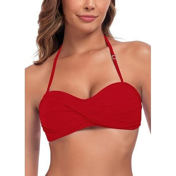 Ocean Blues Women's Halter Bikini Top Twist Bandeau Swimsuit Top Bikini Bathing Suits for Women