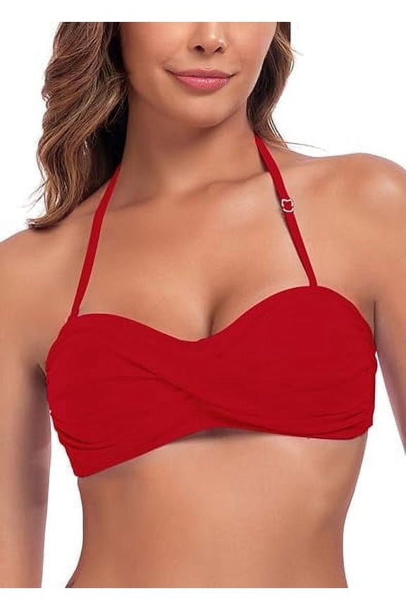 Women's Halter Bikini Top Twist Bandeau Swimsuit Top Bikini Bathing Suits for Women