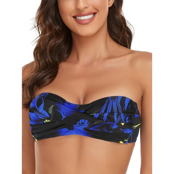 Ocean Blues Women's Halter Bikini Top Twist Bandeau Swimsuit Top Bikini Bathing Suits for Women