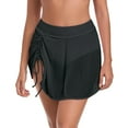 thumbnail image 1 of Ocean Blues Women's High-Waisted Swim Skirt with Mesh Splicing Swimsuit Skirt Ruched Drawstring Skirted Swim Bottoms with Built-in Briefs Size L, 1 of 11