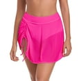 thumbnail image 1 of Ocean Blues Women's High-Waisted Swim Skirt with Mesh Splicing Swimsuit Skirt Ruched Drawstring Skirted Swim Bottoms with Built-in Briefs Size M, 1 of 10