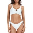 thumbnail image 1 of OCEAN BLUES Womens Bikini Sets White 2 Piece Swimsuit , Knot Front Cutout & Criss-Cross Bathing Suit Bikini Top With Low Waisted Bikini Bottom , Size S-2XL, 1 of 9