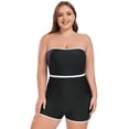 thumbnail image 1 of Ocean Blues Women's and Women's Plus Size Black Swimwear Bandeau One Piece Boyleg Jumpsuit Bathing Suits , Size XX-Large, 1 of 8