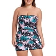 thumbnail image 1 of Ocean Blues Women's and Women's Plus Size Swimwear Bandeau One Piece Boyleg Jumpsuit Bathing Suits , Size Small, 1 of 8