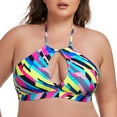 thumbnail image 1 of Ocean Blues Women's Plus Size Cutout V Neck Strings Halter Bikini Top Size L, 1 of 2