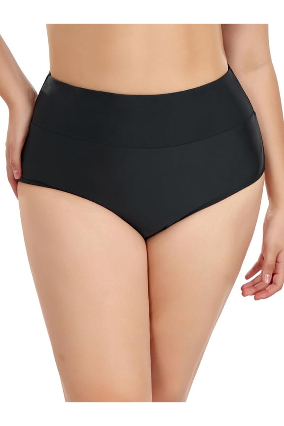Women's Plus Size High Waisted Bikini Bottom Full Coverage Swim Bottom