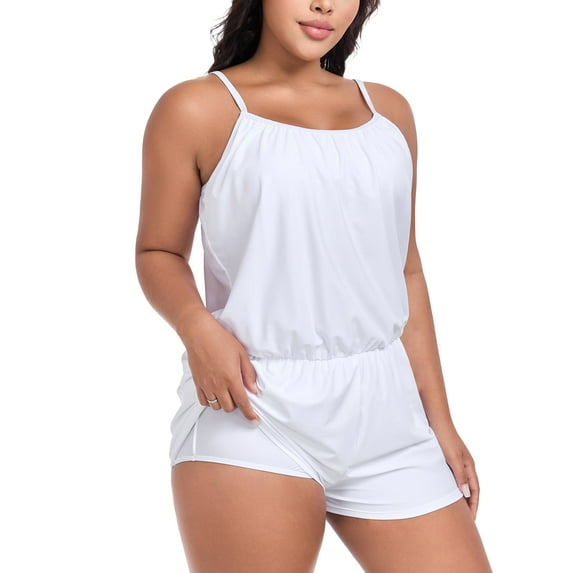 Ocean Blues Women's Plus Size One Piece Boyleg Jumpsuit One Piece Bathing Suits