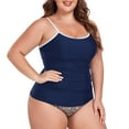 thumbnail image 1 of Ocean Blues Women's Plus Size Push Up Tankini Tops for Women Swimwear Top Only Navy Blue Bathing Suit Top, 1 of 7