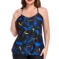 thumbnail image 1 of Ocean Blues Women's Plus Size Swimwear V Neck Swimsuit for Woman Tankinis Tummy Control Bathing Suit Plus Tankini Top Size 3XL, 1 of 8