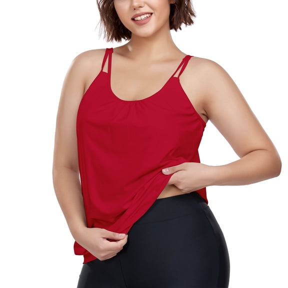 Ocean Blues Women's Plus Size Tankini Top Only Loose Fit Blouson Bathing Suit Top Size 2XL