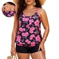 thumbnail image 1 of Ocean Blues Women's Plus Size Tankini Top Only Loose Fit Blouson Bathing Suit Top Size 3XL, 1 of 6