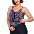 thumbnail image 1 of Ocean Blues Women's Plus Size Tankini Top Only Loose Fit Blouson Bathing Suit Top Size L, 1 of 8