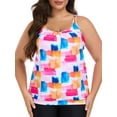 thumbnail image 1 of Ocean Blues Women's Plus Size Tankini Top Only Loose Fit Blouson Bathing Suit Top, 1 of 7