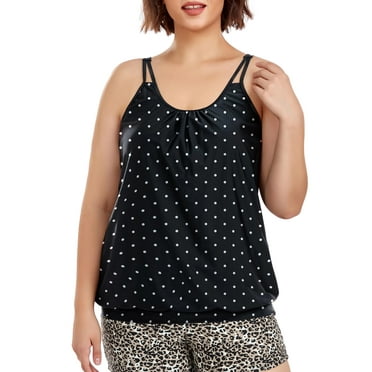 Ocean Blues Women's Plus Size Tankini Top Only Loose Fit Blouson Bathing Suit Top