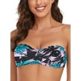 thumbnail image 1 of Ocean Blues Women's Removable Strap Tie Back Halter Bikini Top Twist Front Bandeau Floral Swimsuit Top Bikinis Strapless Bathing Suit, 1 of 6