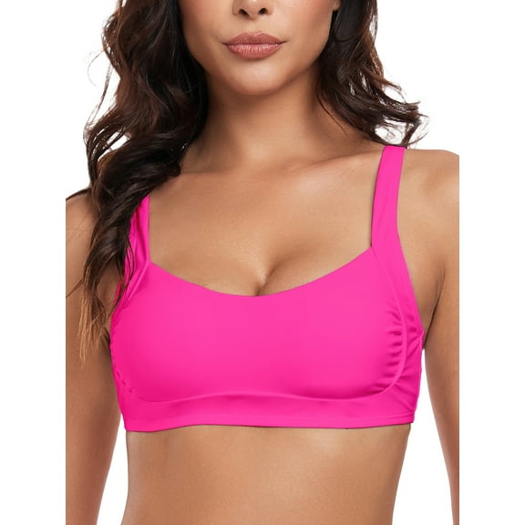 Ocean Blues Women's Ruched Bikini Top Bandeau Swimsuits Top for All Women Bikini Bathing Suit