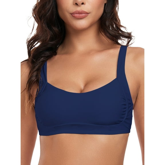 Ocean Blues Women's Ruched Bikini Top Bandeau Swimsuits Top for All Women Bikini Bathing Suit