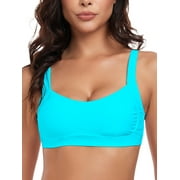 Ocean Blues Women's Ruched Bikini Top Bandeau Swimsuits Top for All Women Bikini Bathing Suit