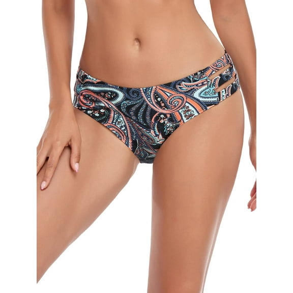 Ocean Blues Women's Strappy Bikini Swim Bottom Full Coverage Swimwear Bathing Suits