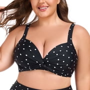 Ocean Blues Women's V Neck Twisted Push UP Ruched Bikini Top