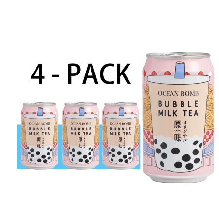 Ocean Bomb Bubble Milk Tea Original Flavor Ready to Drink 11.16 fl oz 4 Count Can