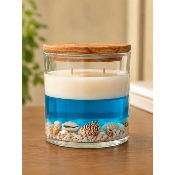 Ocean Breeze Dual Wick Candle | Seashell Coastal Decor, Beach Inspired Home Fragrance
