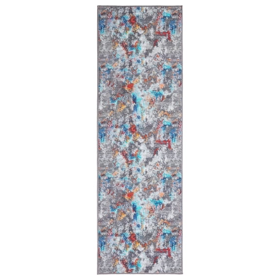 Ocean Breeze Multi 2 ft. x 7 ft. Machine Washable Abstract Indoor Area Rug
