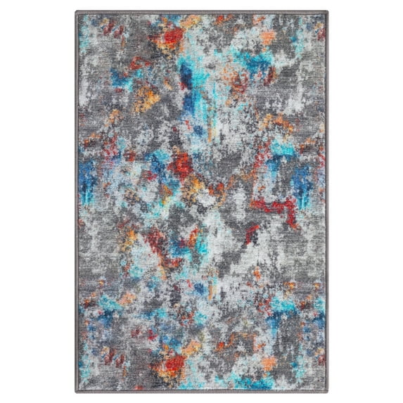 Ocean Breeze Multi 3 ft. x 4 ft. Machine Washable Abstract Indoor Area Rug