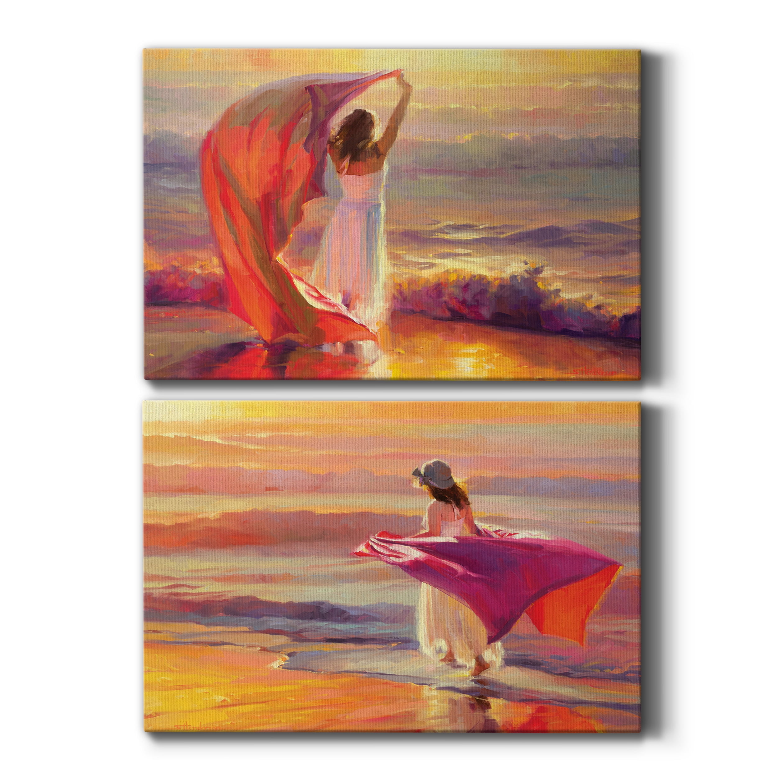 Ocean Breeze Premium Gallery Wrapped Canvas - Ready to Hang - Set of 2 - 8 x 12 Each