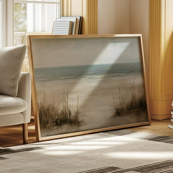 Ocean Breeze And Sandy Shore Art Print, Coastal Landscape Wall Decor, Soft Neutral Beach Scene For Relaxing Home Vibes Wall Art, Modern Wall Decor, 8x12 UNFRAMED