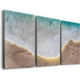 thumbnail image 1 of Ocean Canvas Wall Art Abstract Beach Framed Wall Decor Coastal Textured Modern Art Work Paintings Set of 3 Pieces Sand Wave Pictures for Living Room Bedroom Office - 12'''' x 16'''', 1 of 6