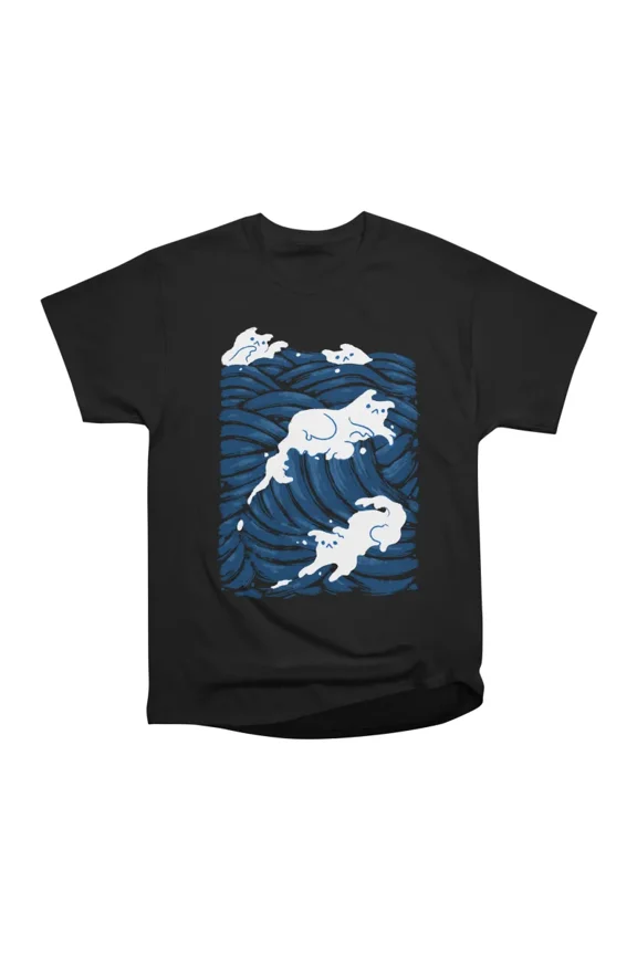 Ocean Cat waves 2 T-Shirt Tee Gift For Him Merch For Her Apparel For Friend