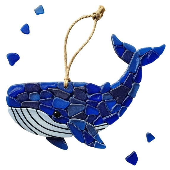 Ocean Christmas Tree Ornament, Festive Decorations for Nautical Xmas, Hanging Holiday Decoration for Trees and Wreaths (Dark Blue)