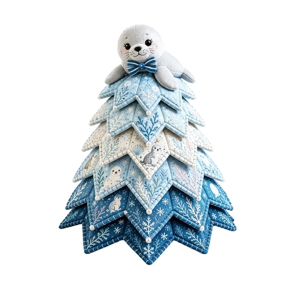 Ocean Christmas Tree Patchwork Quilt Kits - 3D Marine Life Patchwork Craft for Adults Beginner DIY Sewing Kit,Quilting Lovr Gift Holiday Table Decor