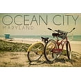 thumbnail image 1 of Ocean City, Maryland, Bicycles and Beach Scene (16x24 Giclee Gallery Art Print, Vivid Textured Wall Decor), 1 of 3