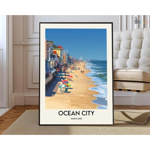Ocean City Maryland Poster, Unframed Paper Poster 8x10in