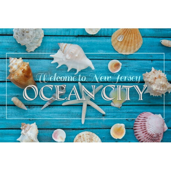 Ocean City, New Jersey, Welcome to New Jersey, Seashells (24x36 Giclee Gallery Art Print, Vivid Textured Wall Decor)