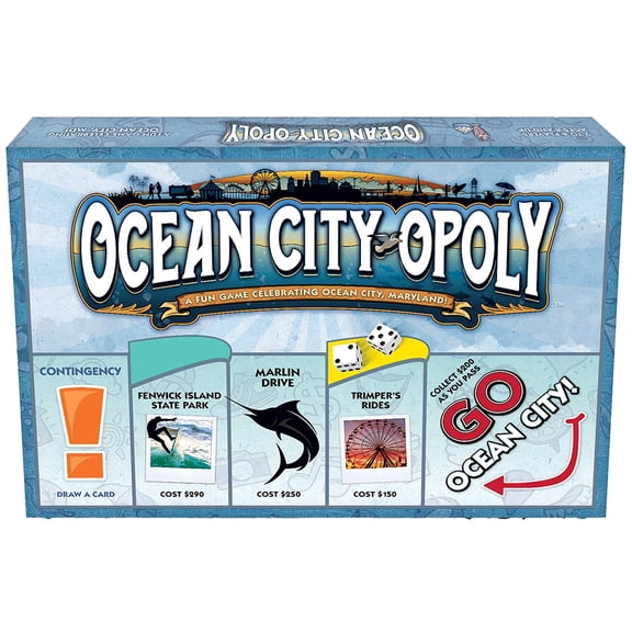 Late For The Sky: Ocean City-Opoly - Maryland Vacation Destination Opoly-Style Board Game, Family Strategy, 2-6 Players, Traditional or 1hr Version